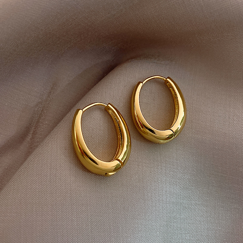 Oval Three-dimensional Round Geometric Earrings