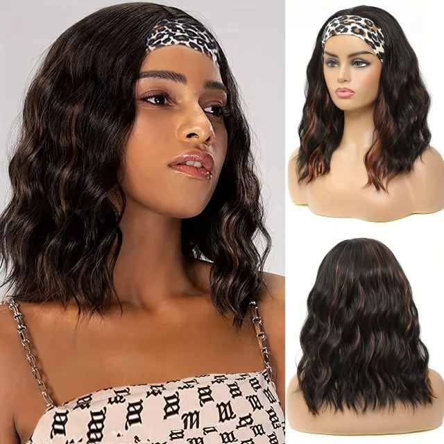 Fashion Water Wave Hairband Non toxic Wig, Heat resistant Synthetic Hair Band Elastic Cap, No Glue, Trendy Wave Style, Suitable For The Whole Scene... T233 - Shop at LoveMi