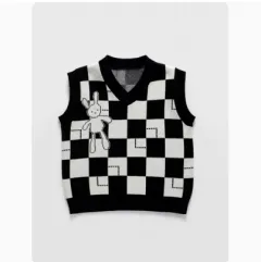 Parent-child Sweater Three Or Four Family Family Model Parent-child Vest Sweater - Black - View 1