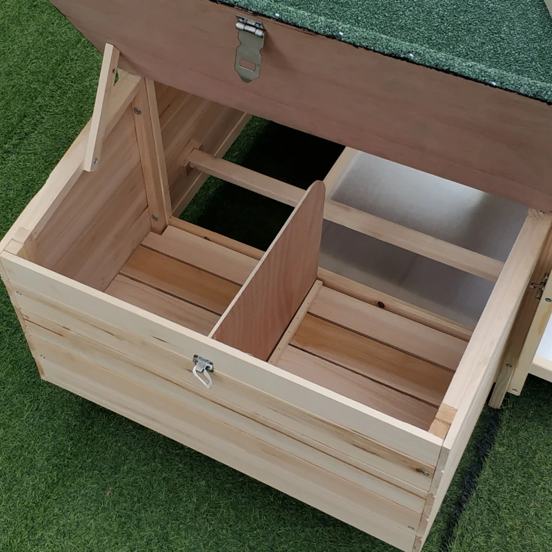 Wooden Chicken Coop With Nesting Box, Cute Outdoor Hen House With Removable Tray, Ramp Run, For Garden Backyard, Natural