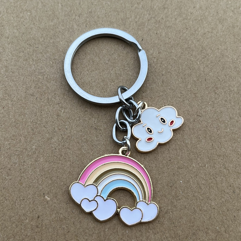 Women's Simple White Cloud Rainbow Key Chain