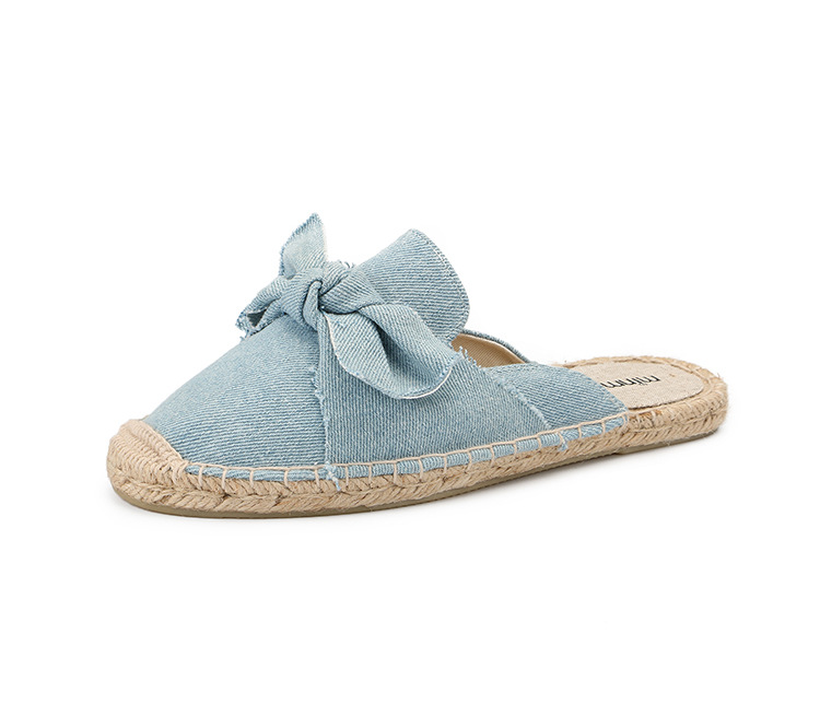 Fisherman Shoes Women Embroidered Bowknot Flat Bottomed Lazy Slippers