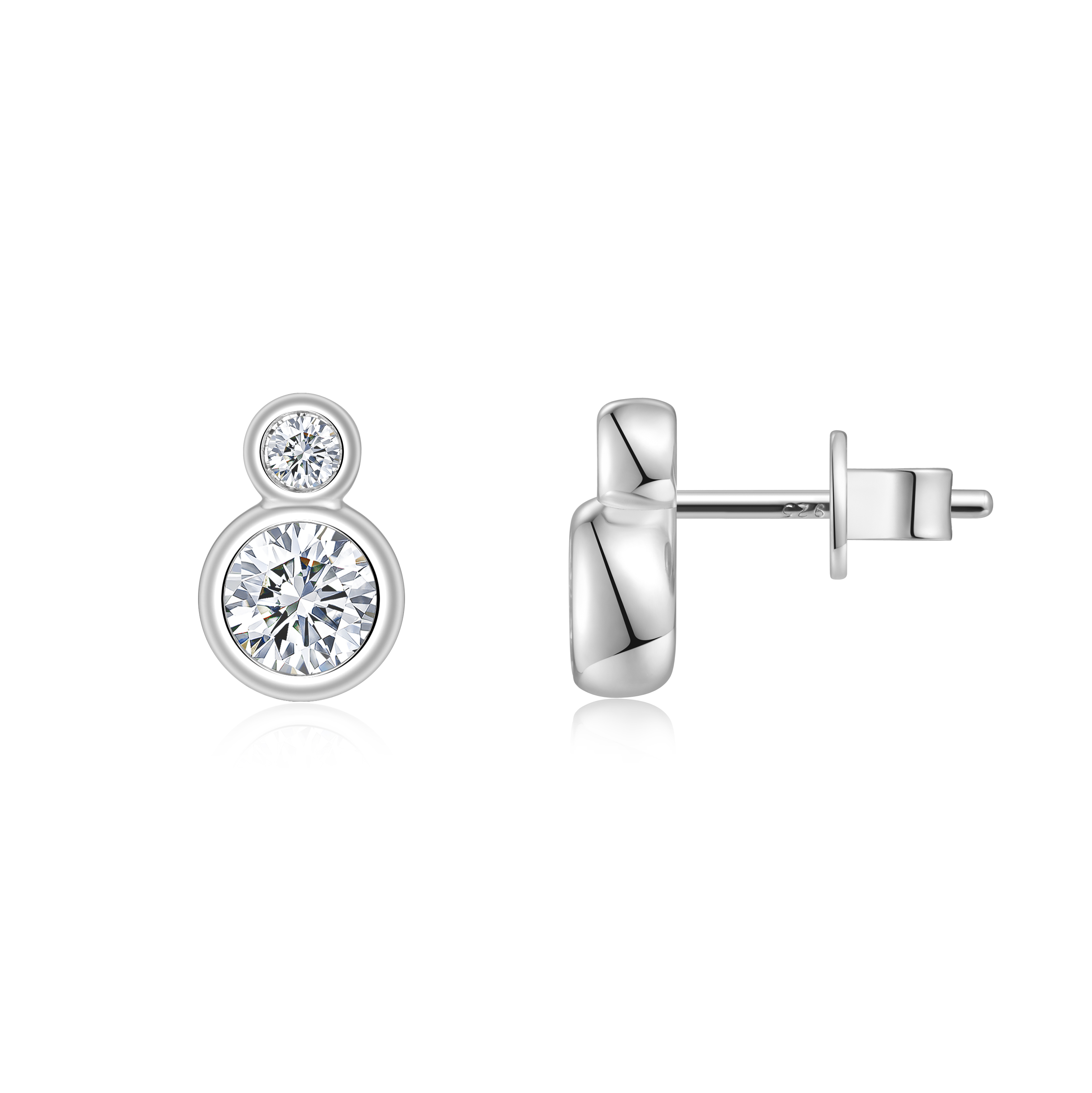 A Luxurious And Fashionable Minimalist Jewelry Earring Set Featuring Top-quality Moissanite Stones, Made Of S925 Silver Electroplated With Platinum.