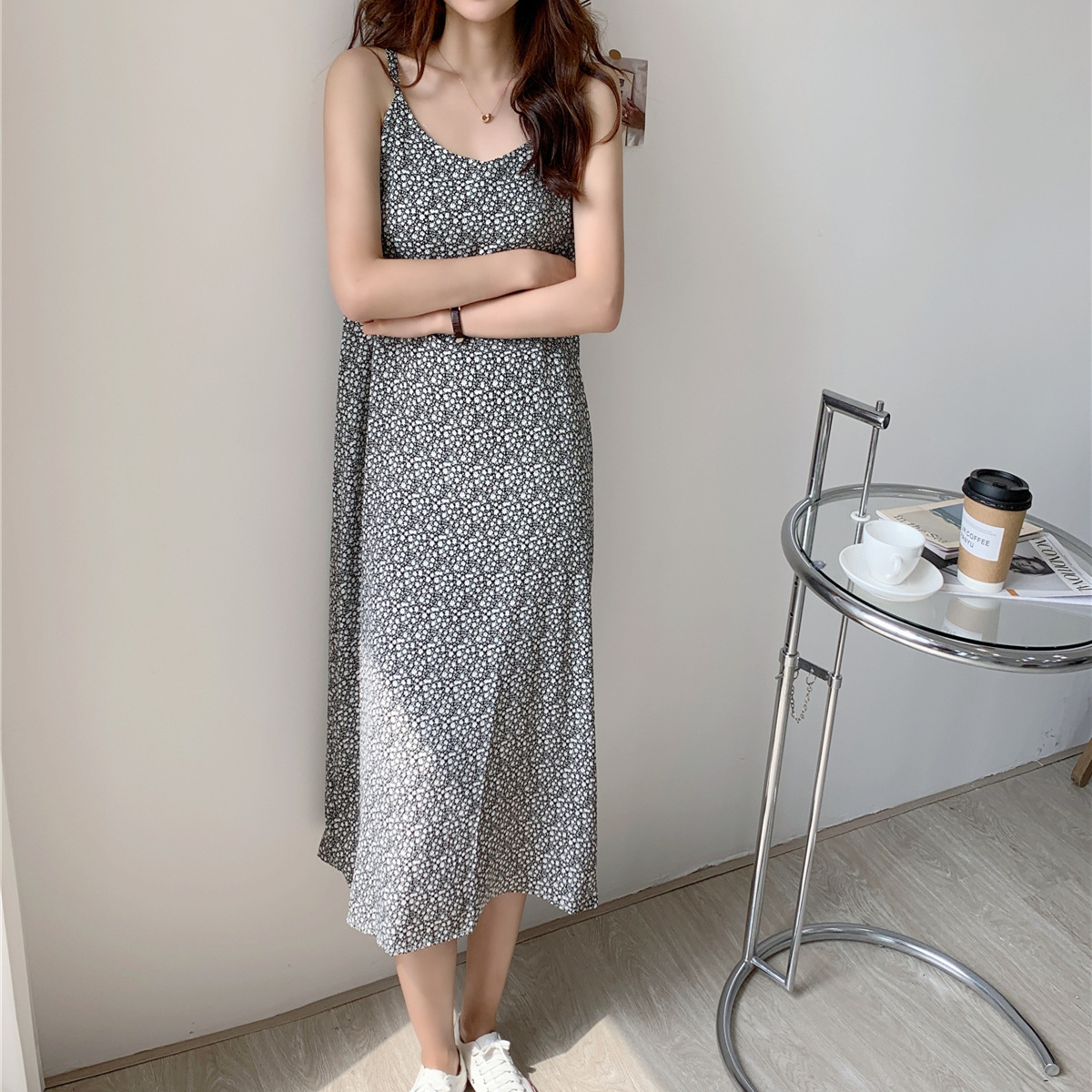 Chiffon Floral Sling Dress Women