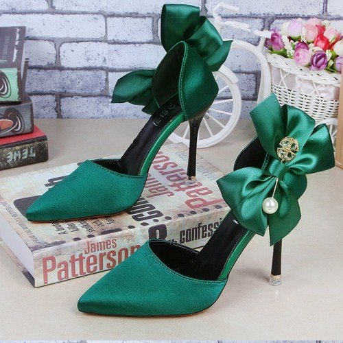 Spitze Brautschuh High Heels mit Schleifchen