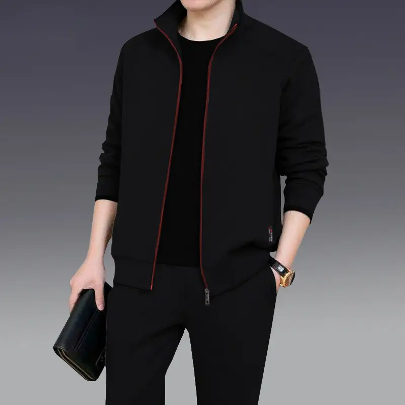 Two-piece Leisure Sports Suit Solid Color Plus Size Long-sleeved Trousers