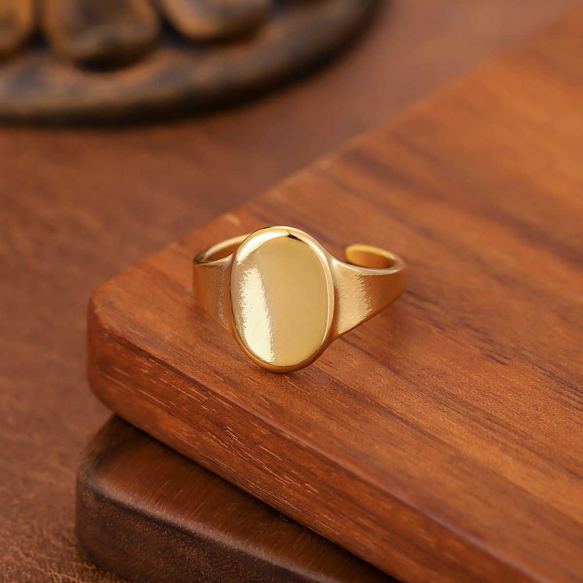 New Stainless Steel Oil Pressed Geometric Open Ring, Wide Band, Unisex Design thumbnail 8