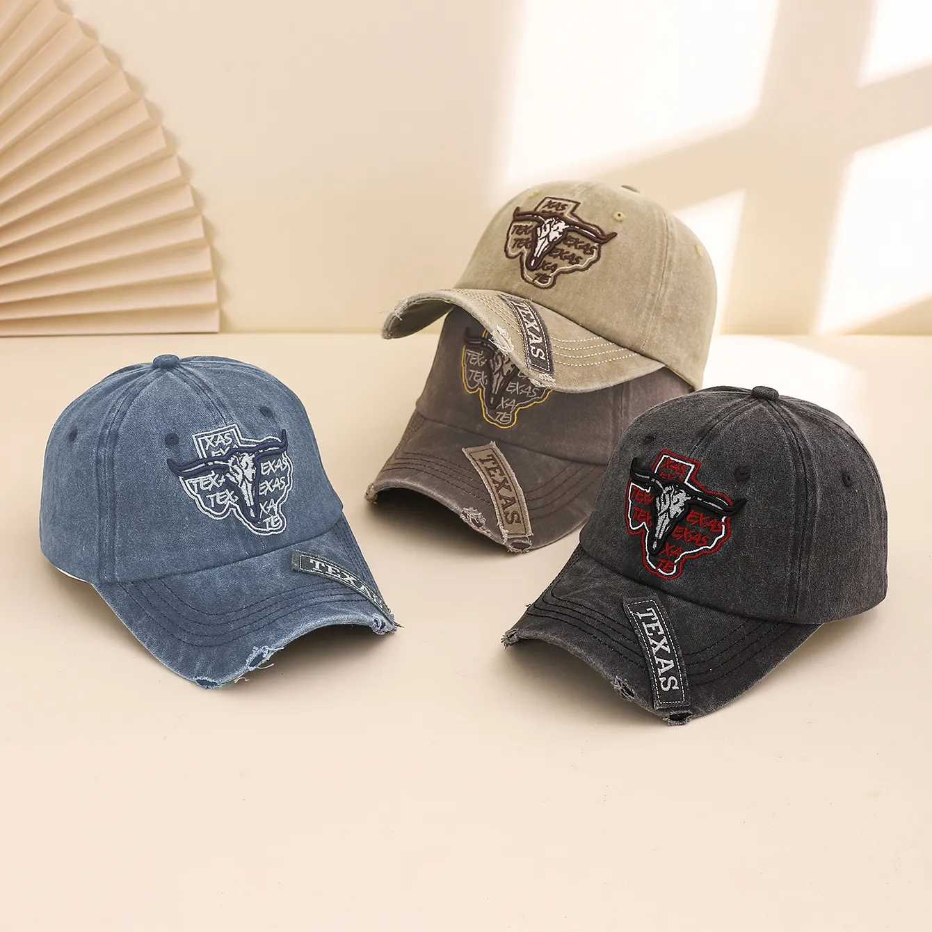 Fashionable Classic Water-washed Embroidered Cowboy Baseball Cap