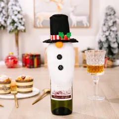 New Christmas Decoration Antler Top Hat Faceless Doll Wine Bottle Cover - Black Top Hat - View 1
