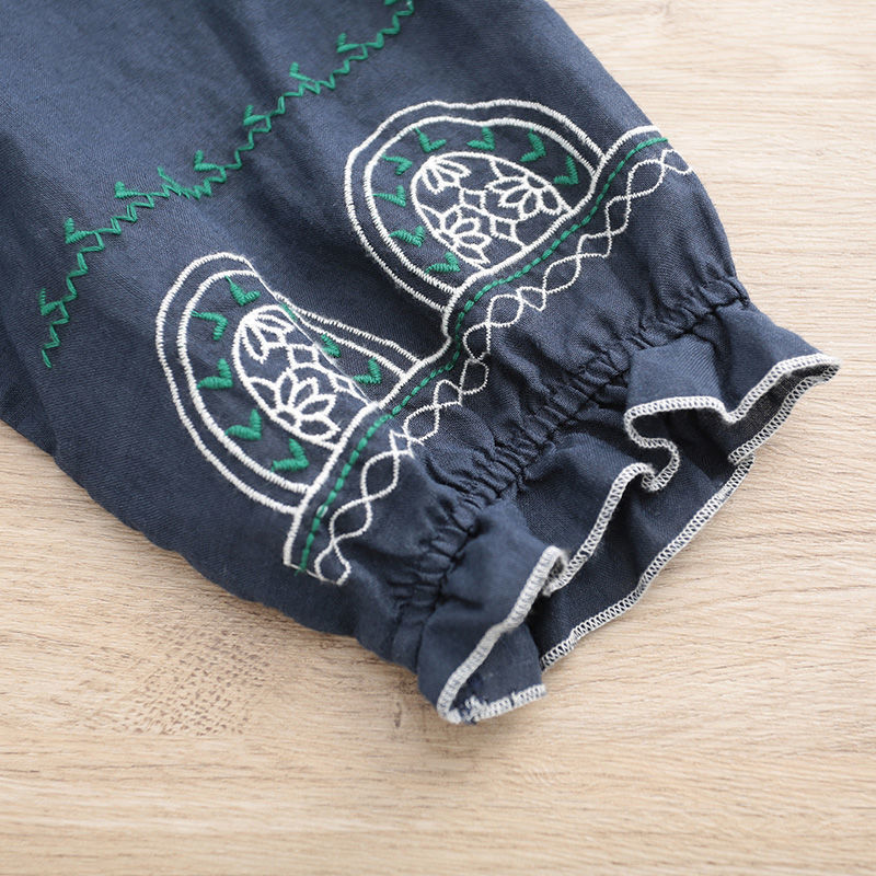 Women's Casual Large Size Cotton And Linen Embroidery Suit