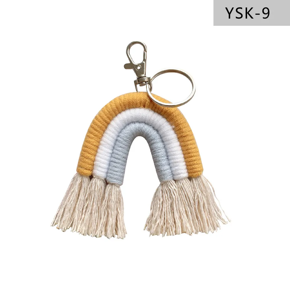 Home Braided Rainbow Tassel Keychain Charm - Ysk9