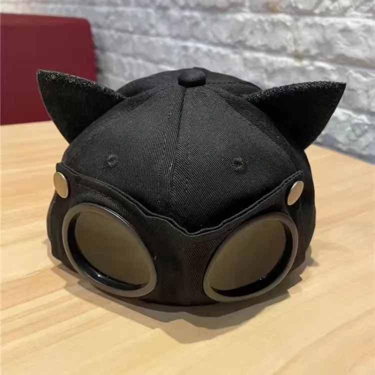 Mars Cartoon Pilot Hat With Sunglasses - Black