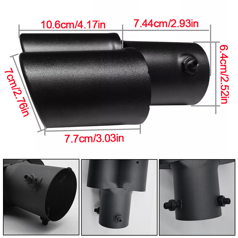 Dual Outlet Exhaust Tip Tail Muffler For 1.4-2.5 Inch Silver Stainless Steel — image 2