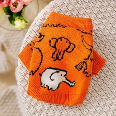 Knit Sweater Autumn Winter Puppy Clothes - Orange - View 1