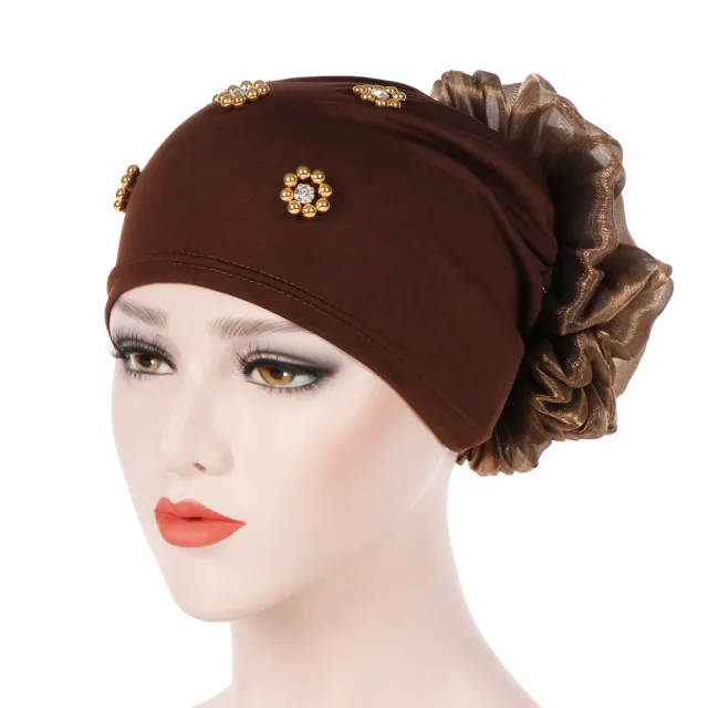 Back With Flowers Solid Color Beaded Toe Cap Dark Coffee - Shop at LoveMi