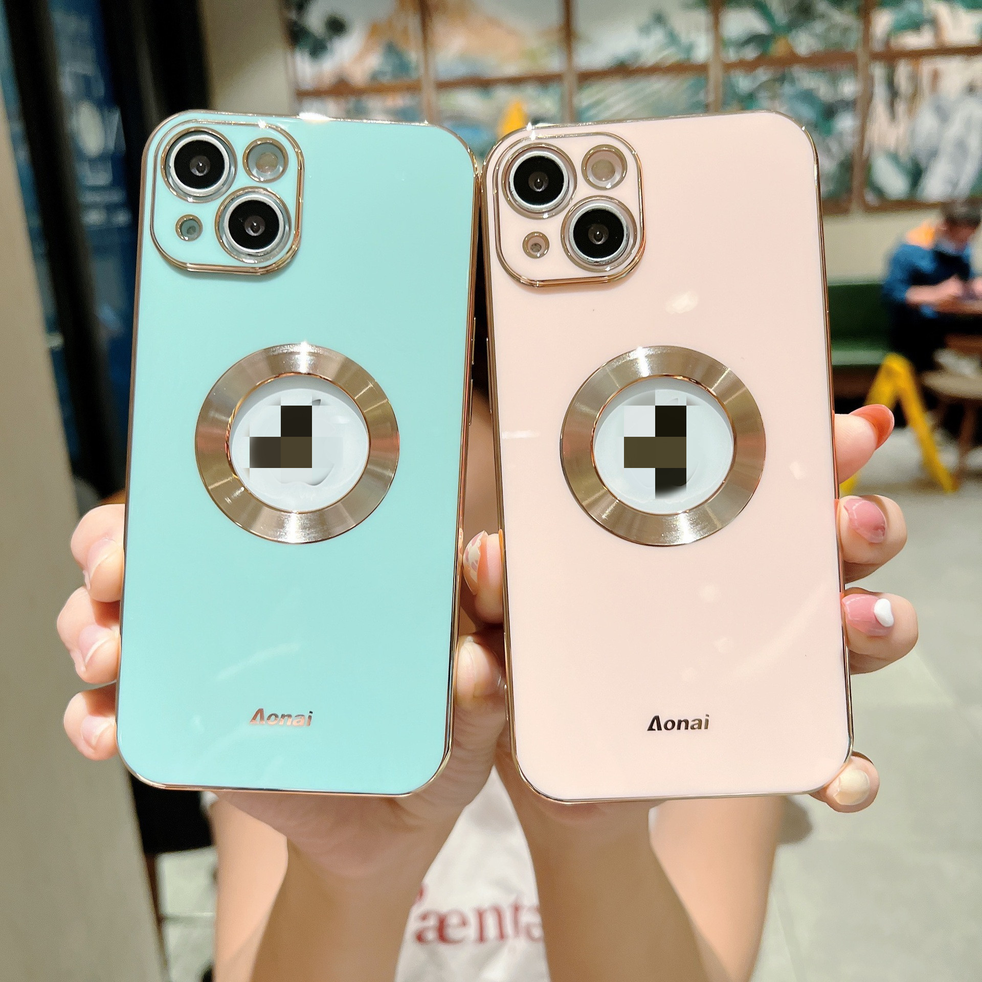 Funda TPU electroplada hueca anillo metal suave