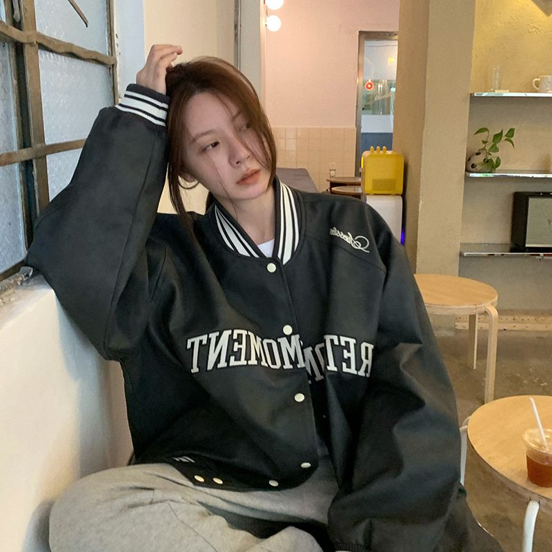 Women's American Style Retro Vintage Baseball Jacket