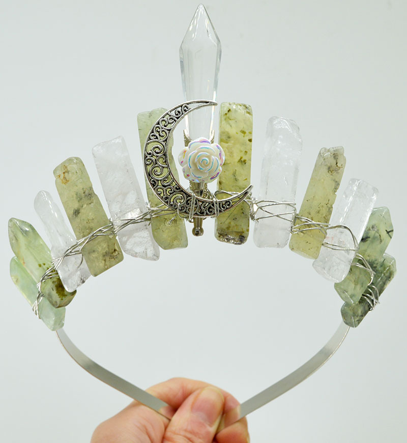 Natural Crystal Column Handmade Crown Hair Accessories — foto 9