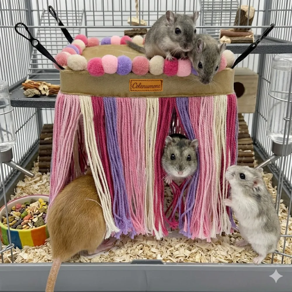 Tassel Hanging Hamster Hammock Windproof Pet Habitat Nest