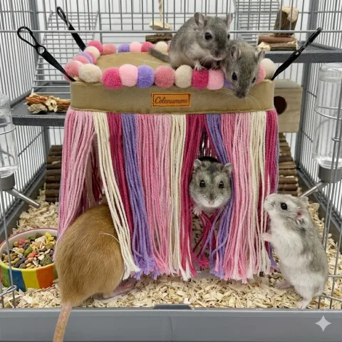 Tassel Hanging Hamster Hammock Windproof Pet Habitat Nest