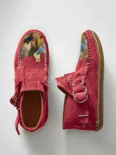 Winter New Female Comfort Cartoon Cat Print Leather Button Casual Flat Ankle Boots - 6 Purple - Red - View 1