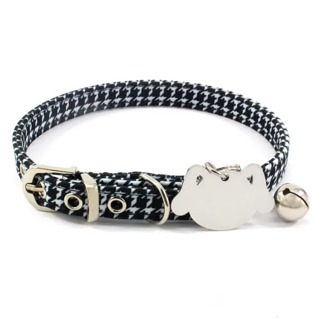 Double sided Laser Engraving Pet Collar Brass Bell Black - Shop at LoveMi