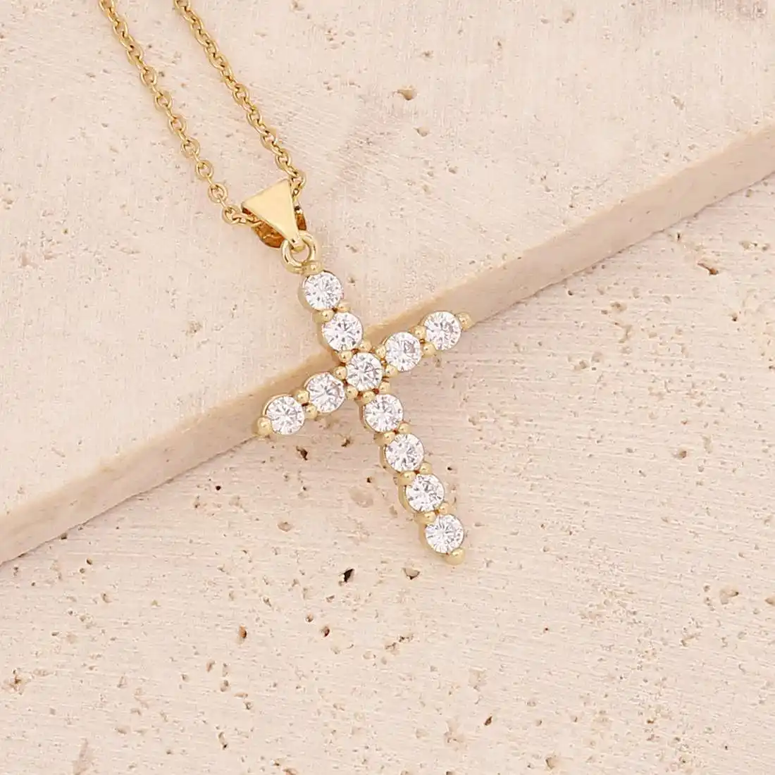 Copper Micro Inlaid Zircon Cross Neckl Personality Hip Hop
