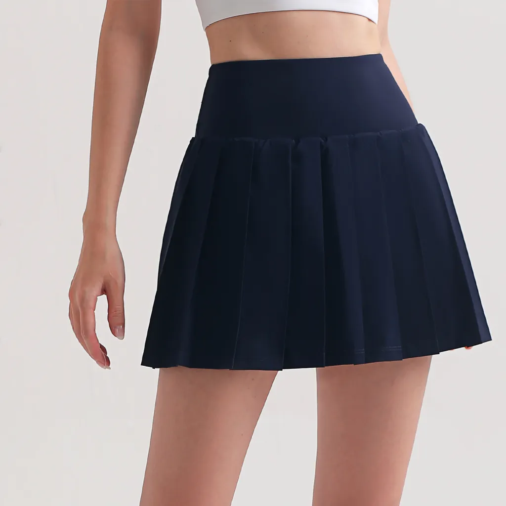 Lycra Pleated Yoga Skirt Anti-slip Badminton - True Navy