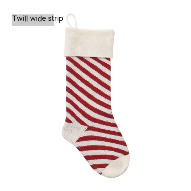 Knitted Christmas Gift Decorative Socks Purplish Red Wide Pattern - Shop at LoveMi