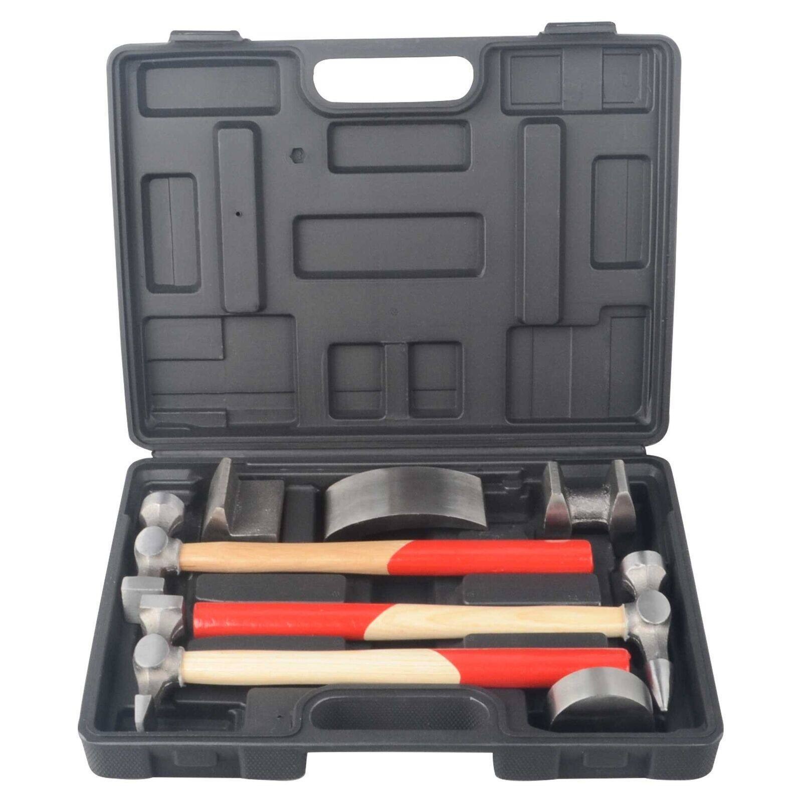 7x Auto Body Repair Tool Kit Craft Panel Beating Hammer And Dolly Set — image 2