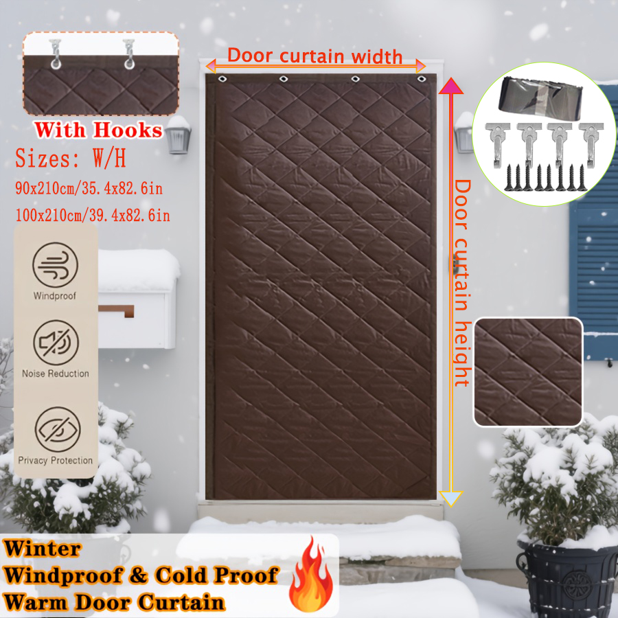 Winter Magnetic Quilted Door Curtain, Hook-style For Easy Installation, Windproof And Cold-resistant, Keeps Heat In, Suitable For RVs, Home Entrances, Garages, Porches, And More, Providing Warmth, Lig — foto 4