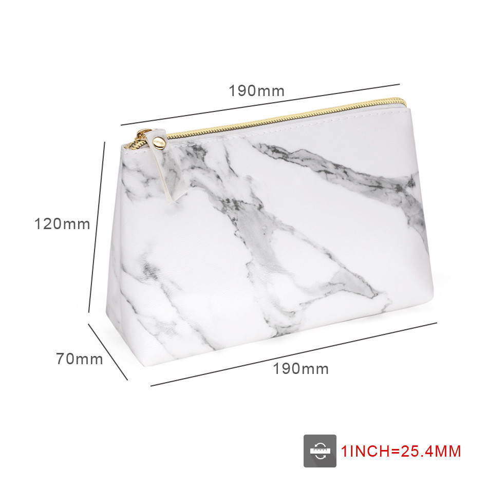 Fashion Simple White Marbled PU Cosmetic Bag