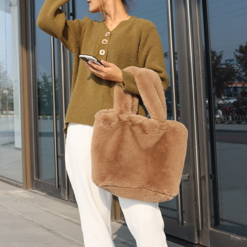 Women's Cute Furry Handbag Brown - Shop at LoveMi