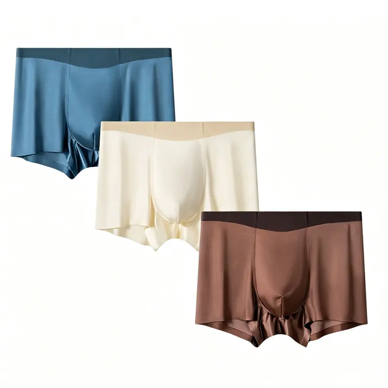 Satin Silk Boxer Briefs Mid Waist Underpants