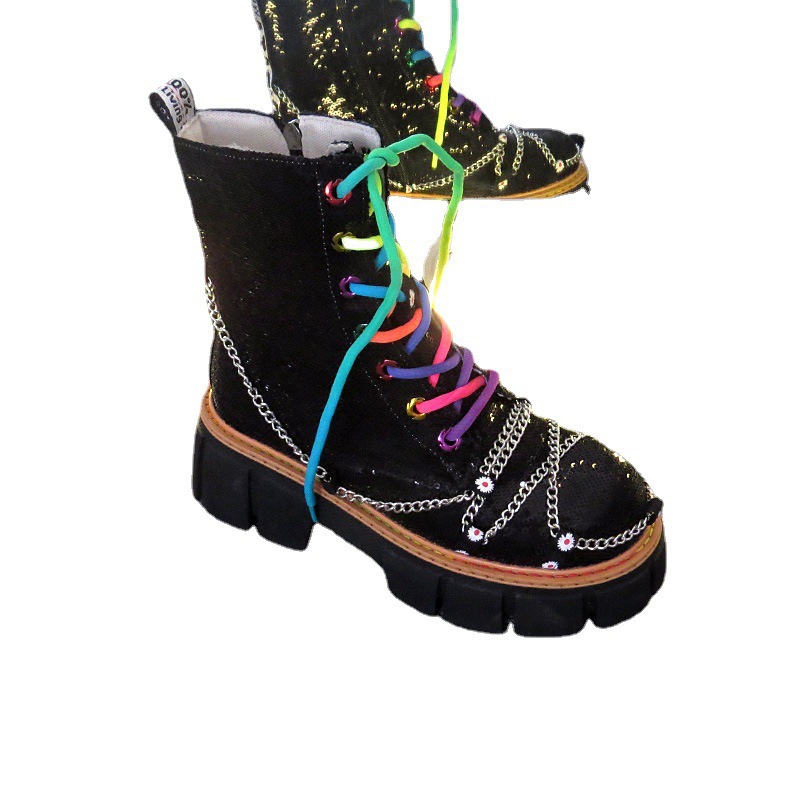 Locomotive Boots Ankle Boots Lace Up Women's Shoes Trend