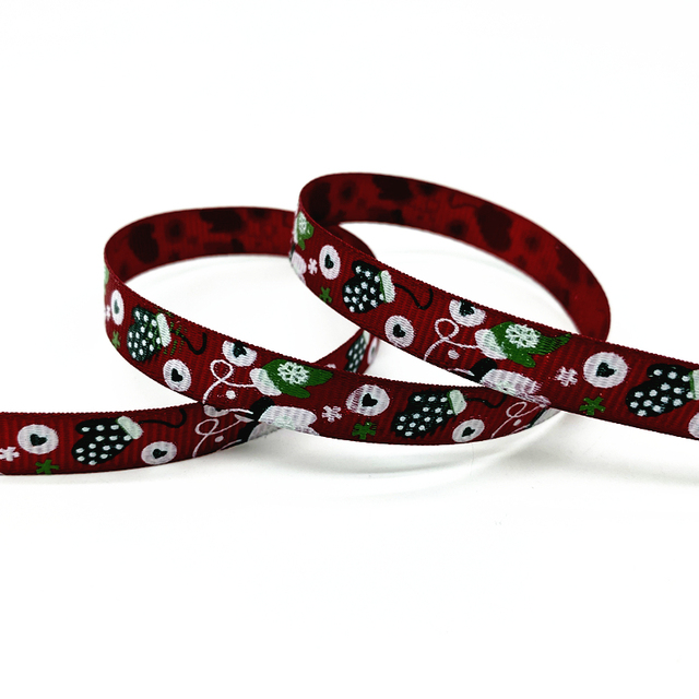 Size 5 10mm Christmas Ribbon Printed Grosgrain Ribbon
