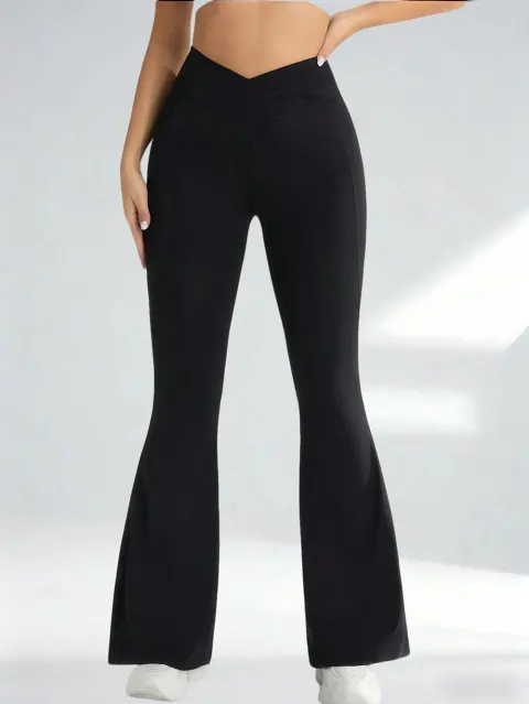 Women Crossover High Waist Flare Yoga Pants
