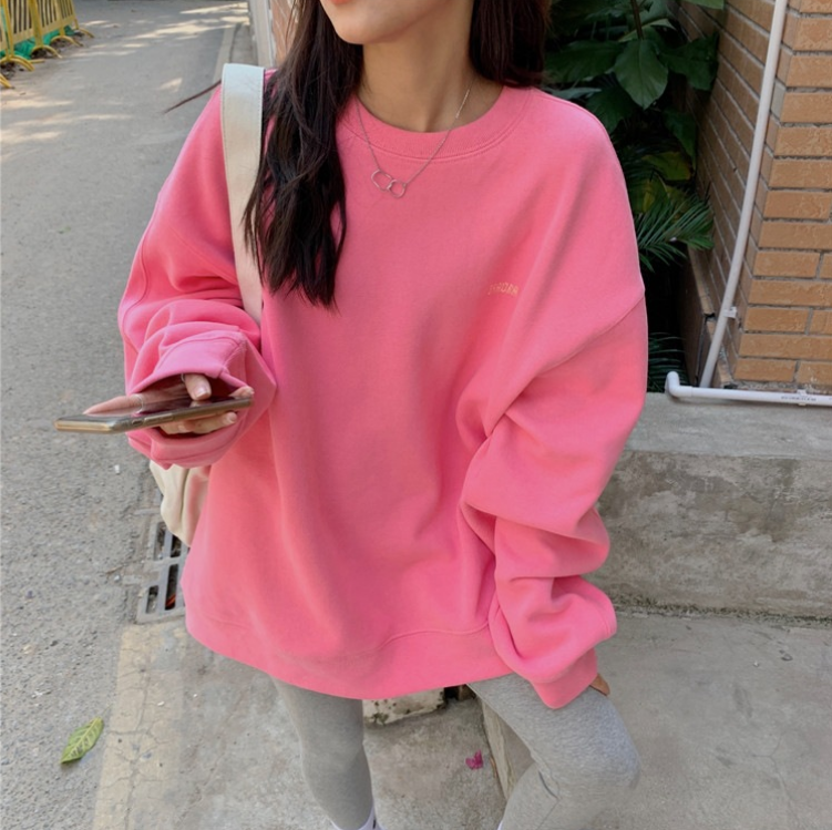 Simple And Versatile Loose Letters Plus Velvet Sweater