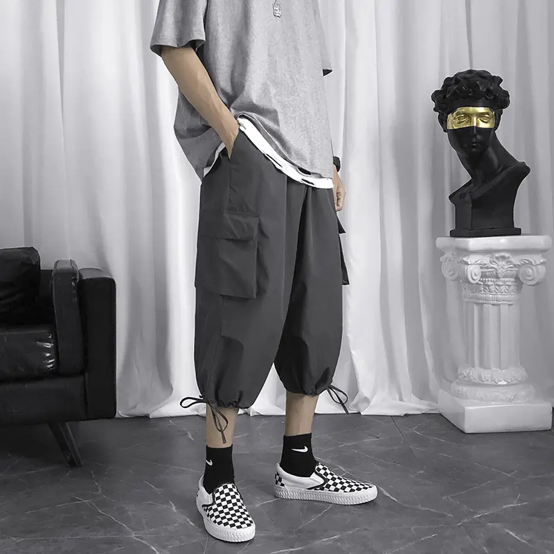 Overalls Korean Style Trendy Loose Wide-leg Pants Trendy Brand Hip-hop Pants Casual Shorts