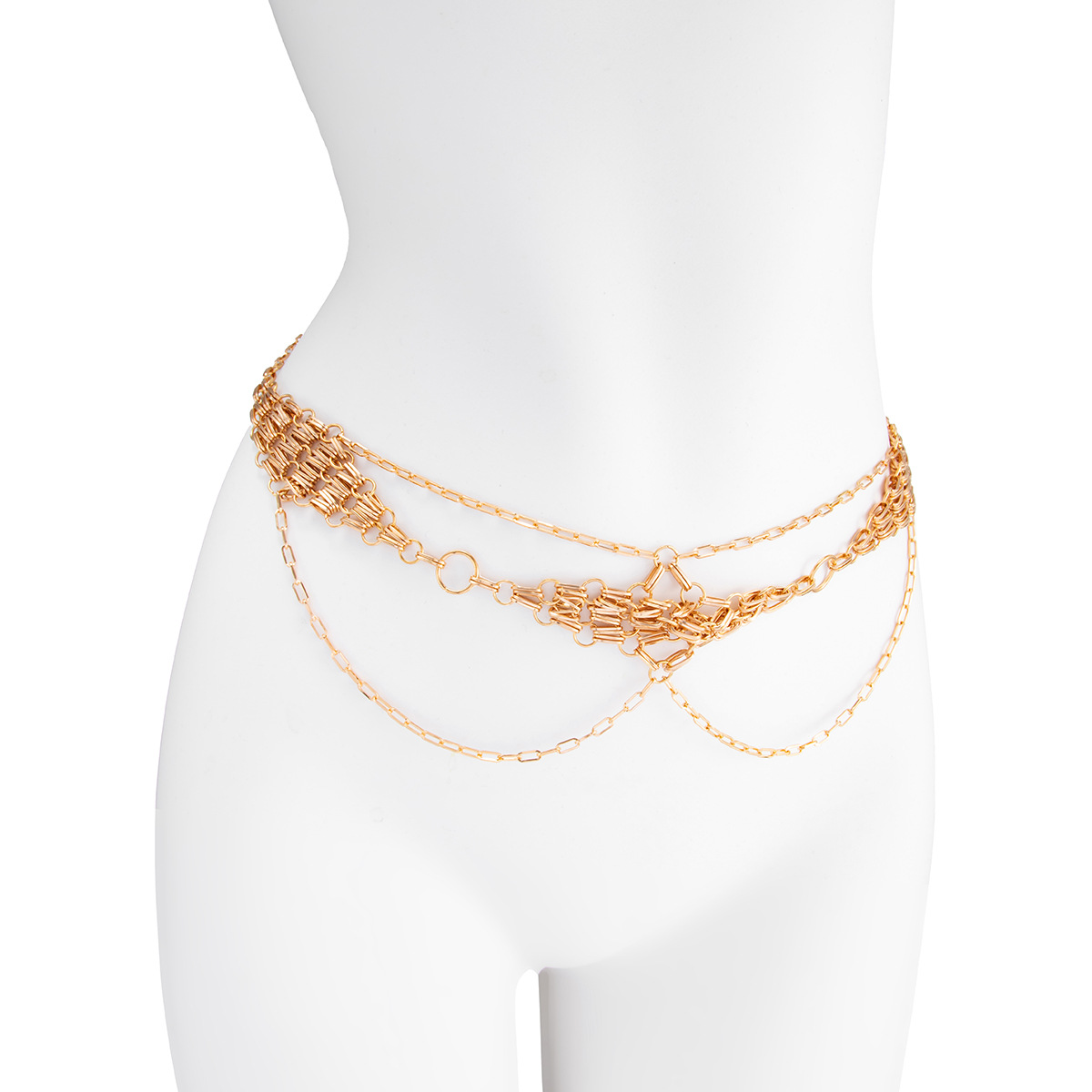 Retro Metal Diamond Woven Waist Chain