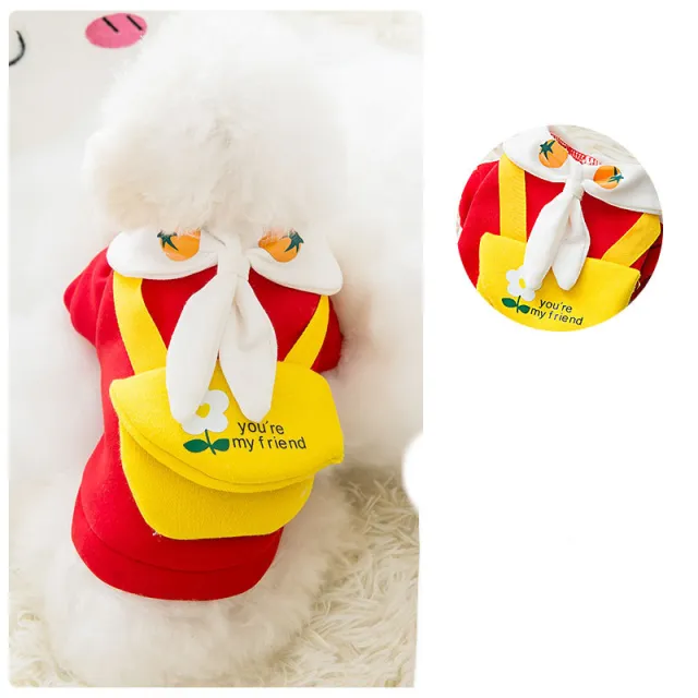 Sweater Cat Biped Coat Small Dog Cute Cartoon Tie Tie Flower Shoulder Bag - Shop at LoveMi