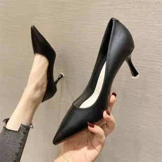 New Fine Heel Pointed High Heels Female - Black