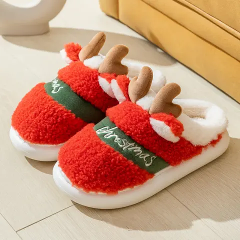 Christmas Shoes Winter Home Slippers Elk Soft Cozy Bedroom
