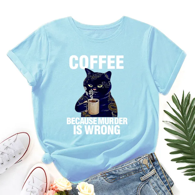 Black And White Print Loose Round Neck Short sleeved T shirt 4 Style - Shop at LoveMi