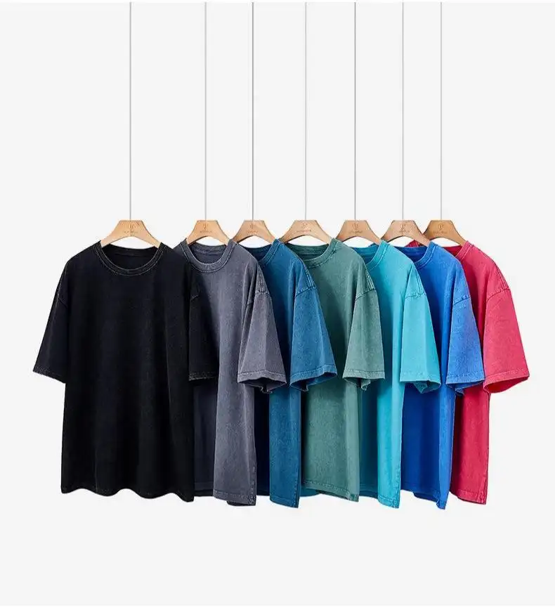 Retro Distressed Washed Fabric Short Sleeves