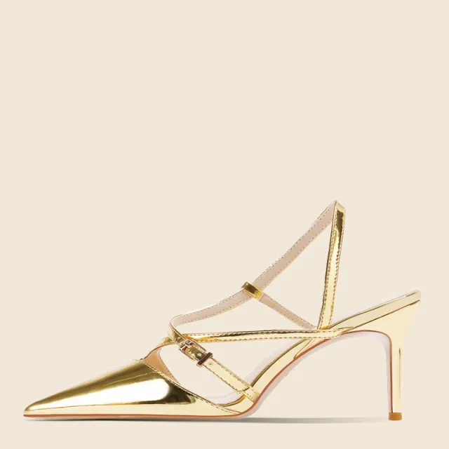 Women's One Word Toe High Heel Shoes Gold - Shop at LoveMi