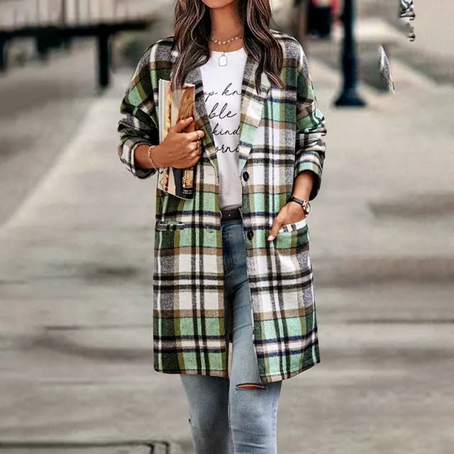 Autumn And Winter Long Single breasted Lapel Shirt Coat Woolen Coat Green - Shop at LoveMi