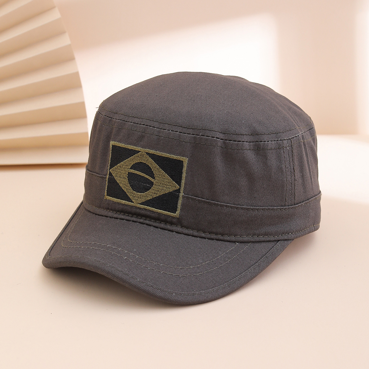 Cross-border Military Enthusiasts' Flat-top Baseball Cap With Embroidered Brazilian Flag, Curved Brim, Casual Mountain Climbing Beanie Hat