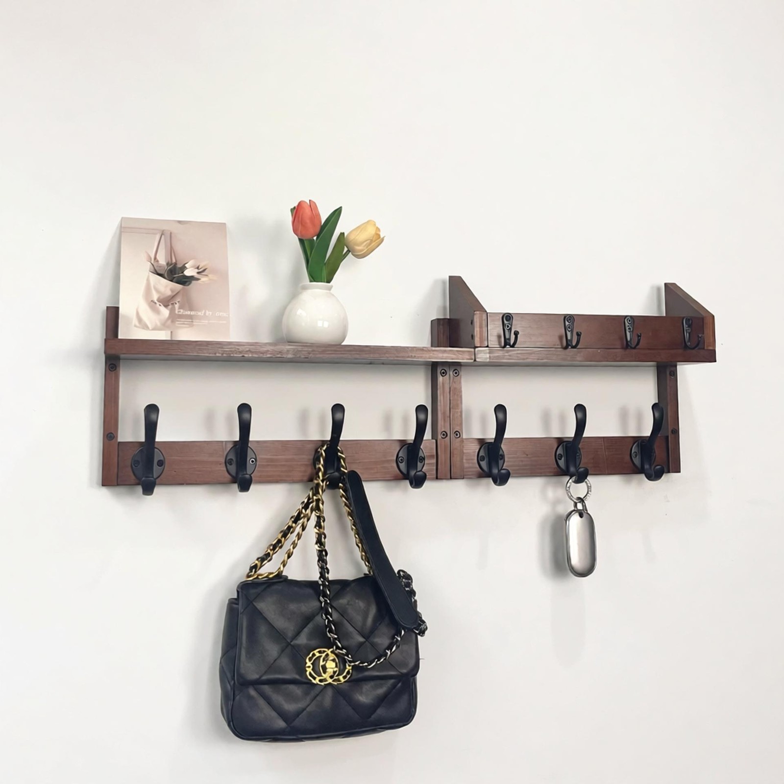 Coat Hooks Wall Mounted With Shelf Key Holder Mail 11 70cm Rack — image 4