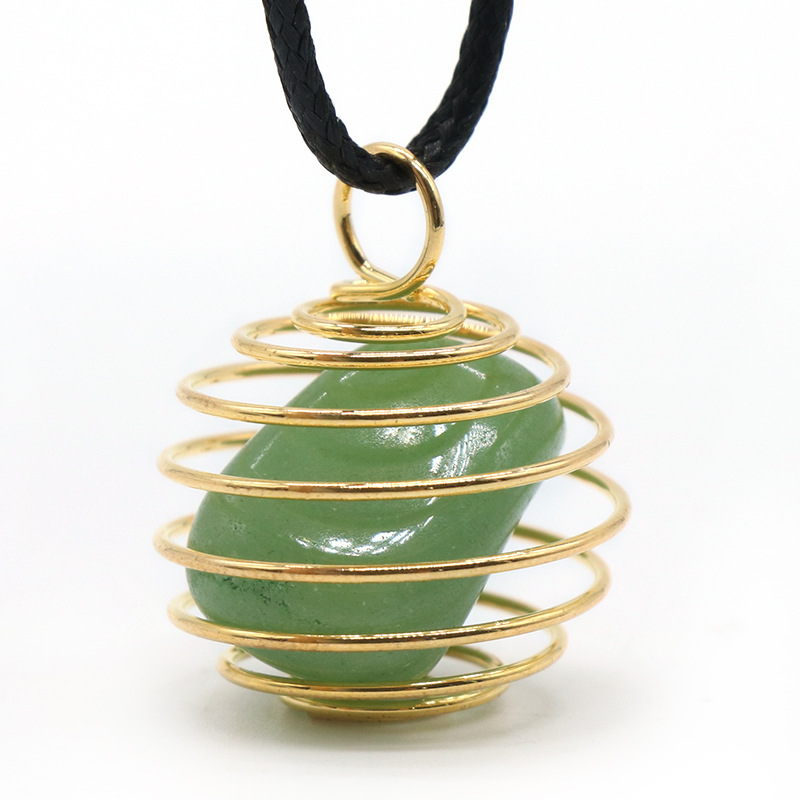 Natural Crystal Agate Semi precious Copper Wire Winding Green - Shop at LoveMi